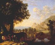 SWANEVELT, Herman van Italian Landscape with Bridge and Castle ar oil painting on canvas